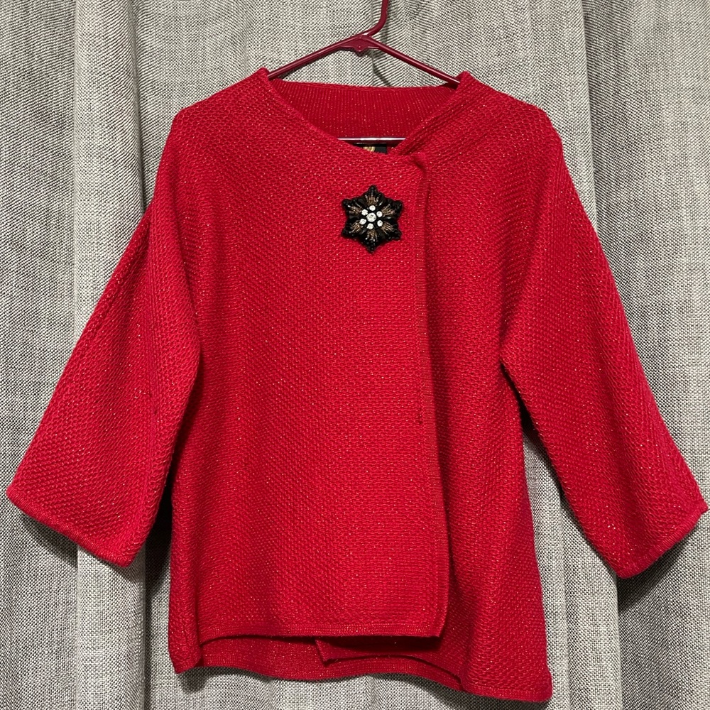 Holiday Red Sweater Womens Christmas Winter Poncho with Sleeves